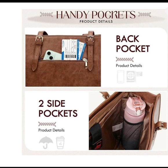 Brown Laptop Tote Bag - Picture 7 of 7